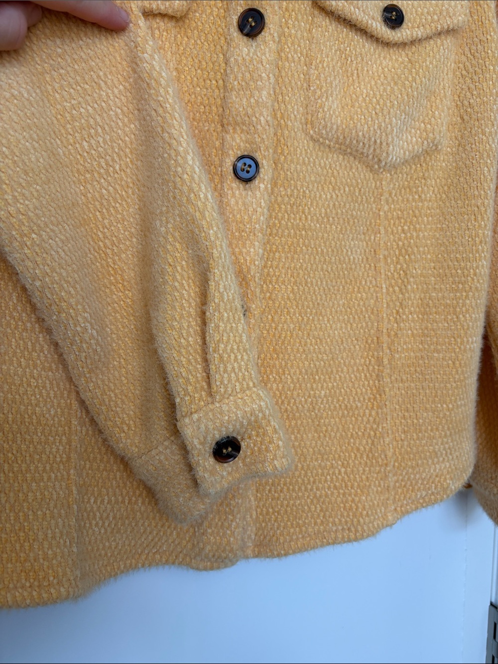 Skies Are Blue Soft Knit Yellow Shacket Jacket S Cottagecore Spring Pastel - Picture 4 of 6